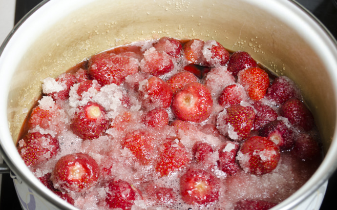 Strawberries have released their juice Strawberries have released their juice