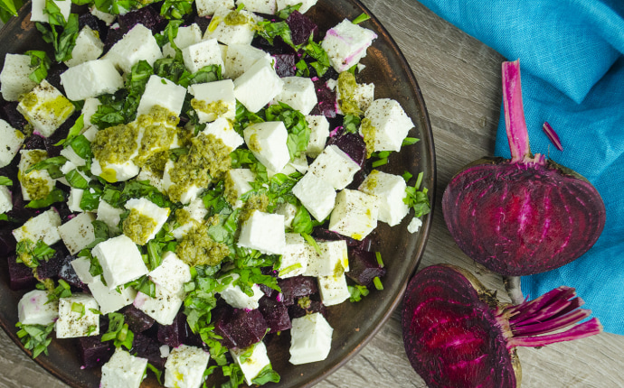 Roasted Beet salad with feta cheese