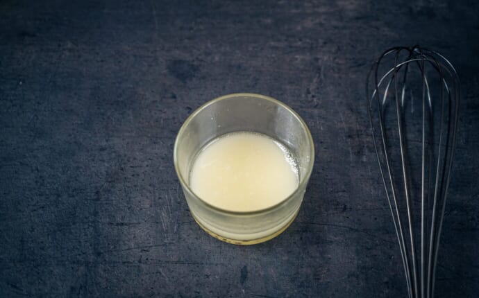 Uniform pale-yellow emulsion Uniform pale-yellow emulsion