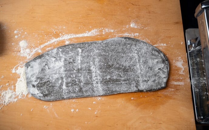 Homemade Black Squid Ink Pasta Dough: Step 12.