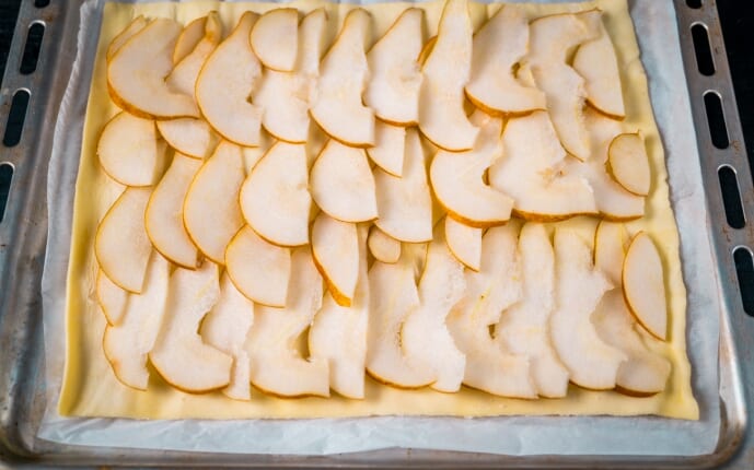 Pear Puff Pastry Tart with Gorgonzola: Step 1. Pear Puff Pastry Tart with Gorgonzola: Step 1.