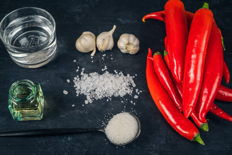Ingredients for Homemade Sriracha Sauce Without Fermentation