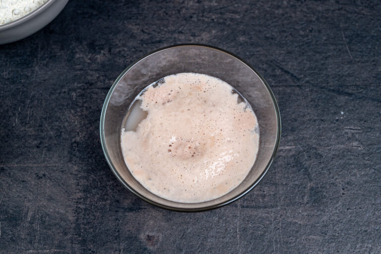 Yeast foam for bread dough is ready Yeast foam for bread dough is ready