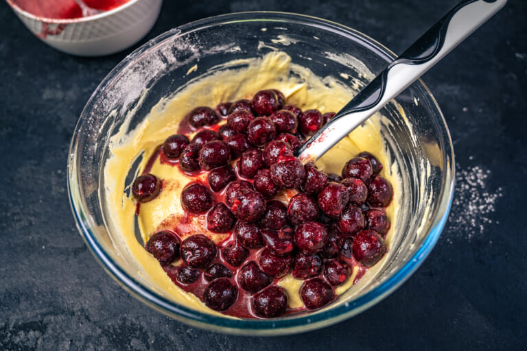 Cherry muffins: Adding cherries along with their juice