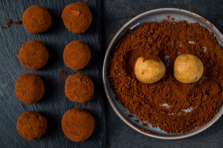 Tiramisu truffle rolled in cocoa