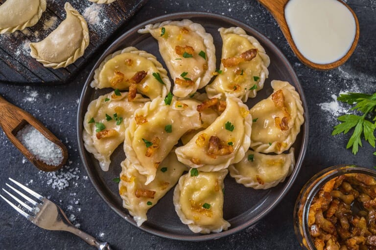 Vareniki with potatoes and caramelized onions