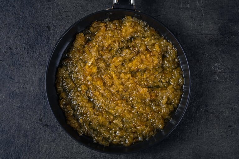 Caramelized onions in a pan