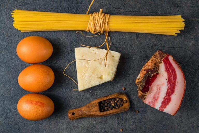 Ingredients for Italian Pasta Carbonara