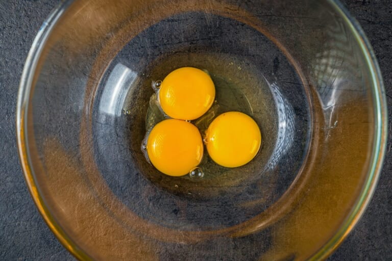 Eggs and yolks in a bowl