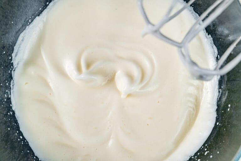 Egg whites whipped to soft peaks