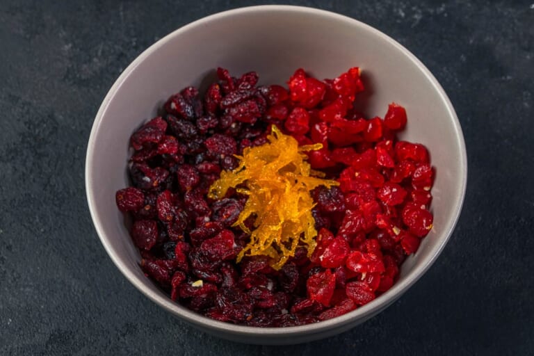Combining cherries with cranberries and orange zest