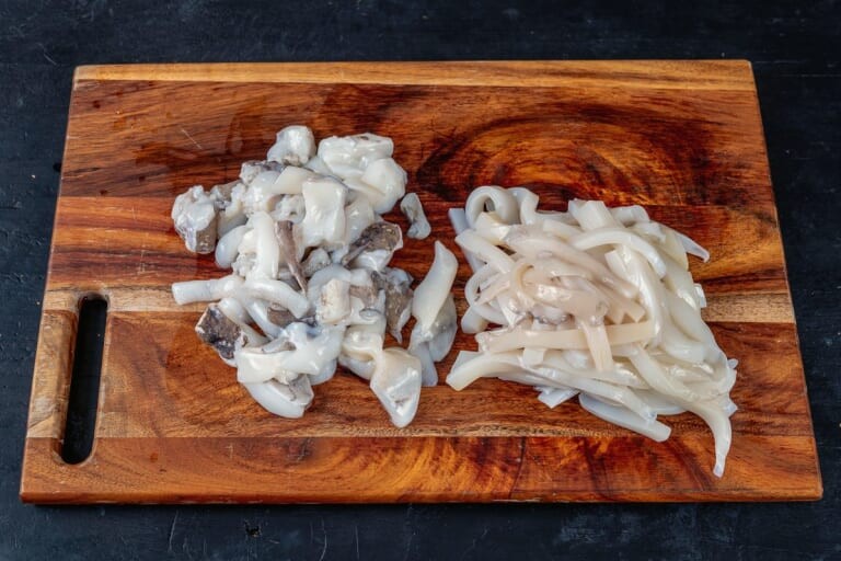 Cuttlefish cut into pieces