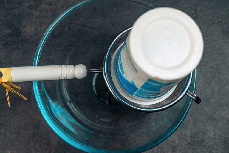 Frozen yogurt strained through a fine-mesh sieve