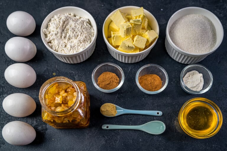 Ingredients for British Christmas fruit cake