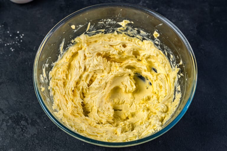 Creaming butter with sugar for British Christmas cake