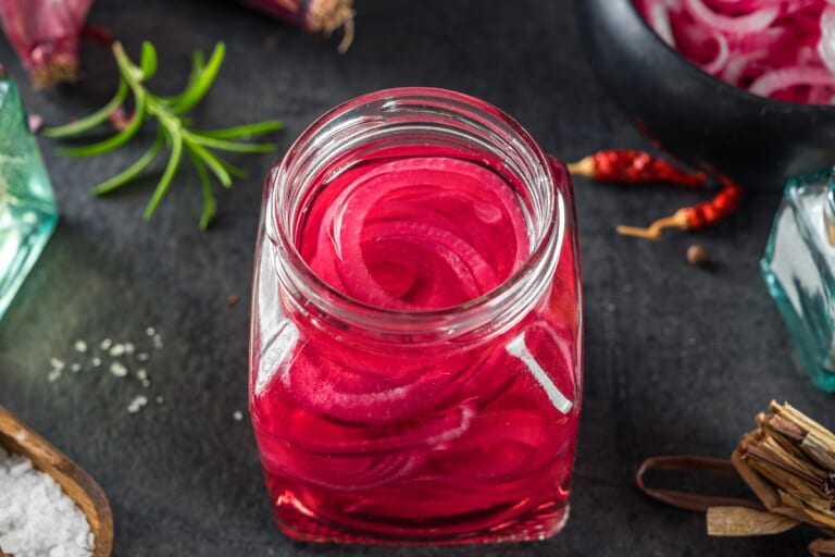 Quick-pickled red onions