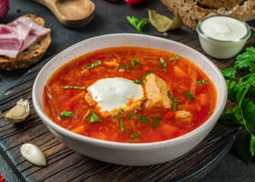 Ukrainian Borscht with Tomatoes and Bell Peppers Recipe