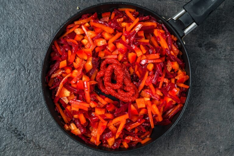 Ukrainian Borscht: Adding Tomato Paste to the Vegetable Base