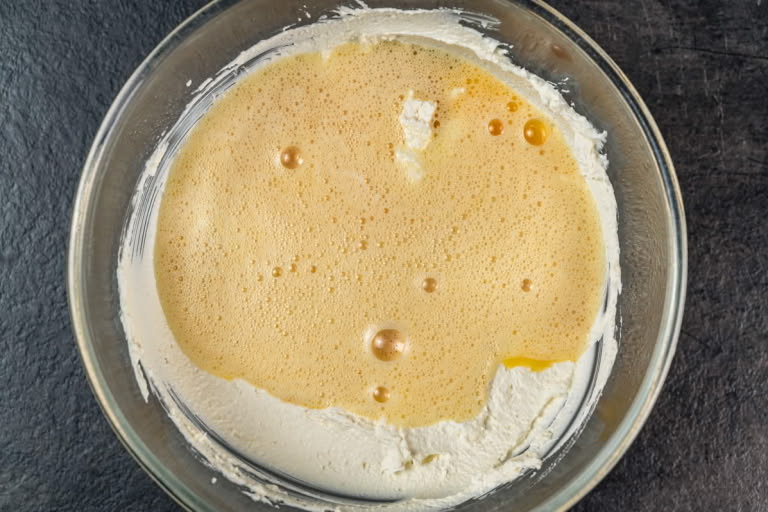 Step 4: Combining all wet and dry ingredients for the Russian Farmer's Cheese Cake. Step 4: Combining all wet and dry ingredients for the Russian Farmer's Cheese Cake.
