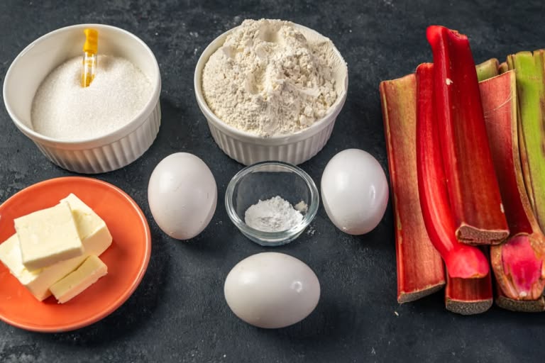 Ingredients for Rhubarb Upside-Down Cake