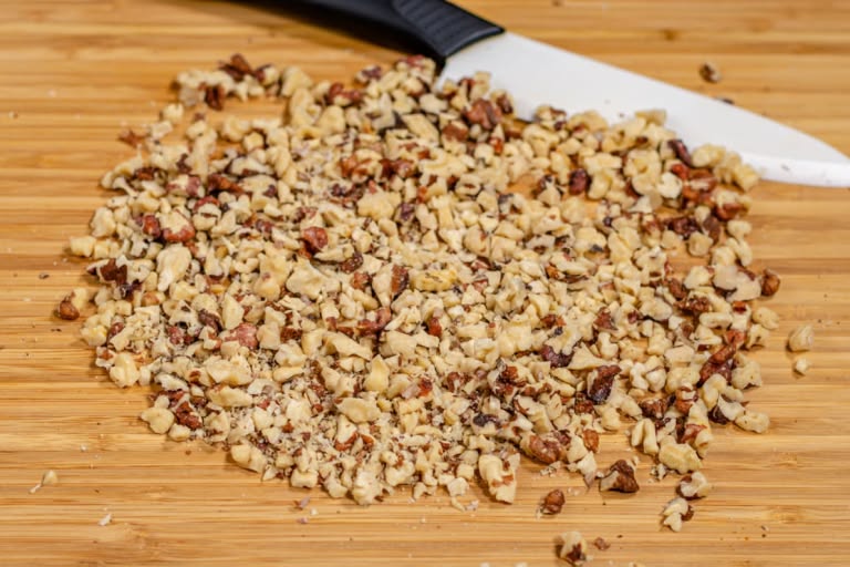 Roughly chopped toasted walnuts.